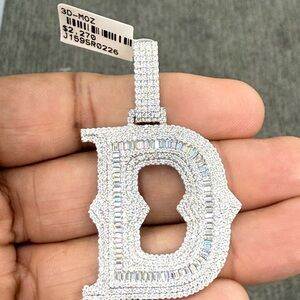 925 Sterling silver moissanite Diamond later D pendant